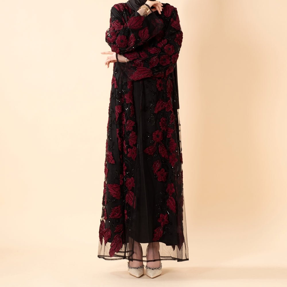 Sunlit Petals Floral Embroidered Abaya – Secret Garden Series (MOA300) - Mariam's Collection