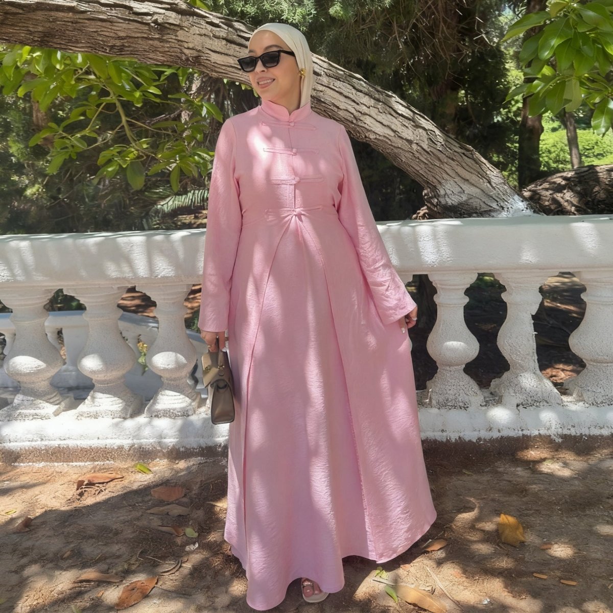 Textured Abaya Set with Tie - Back(MA368) - Mariam's Collection