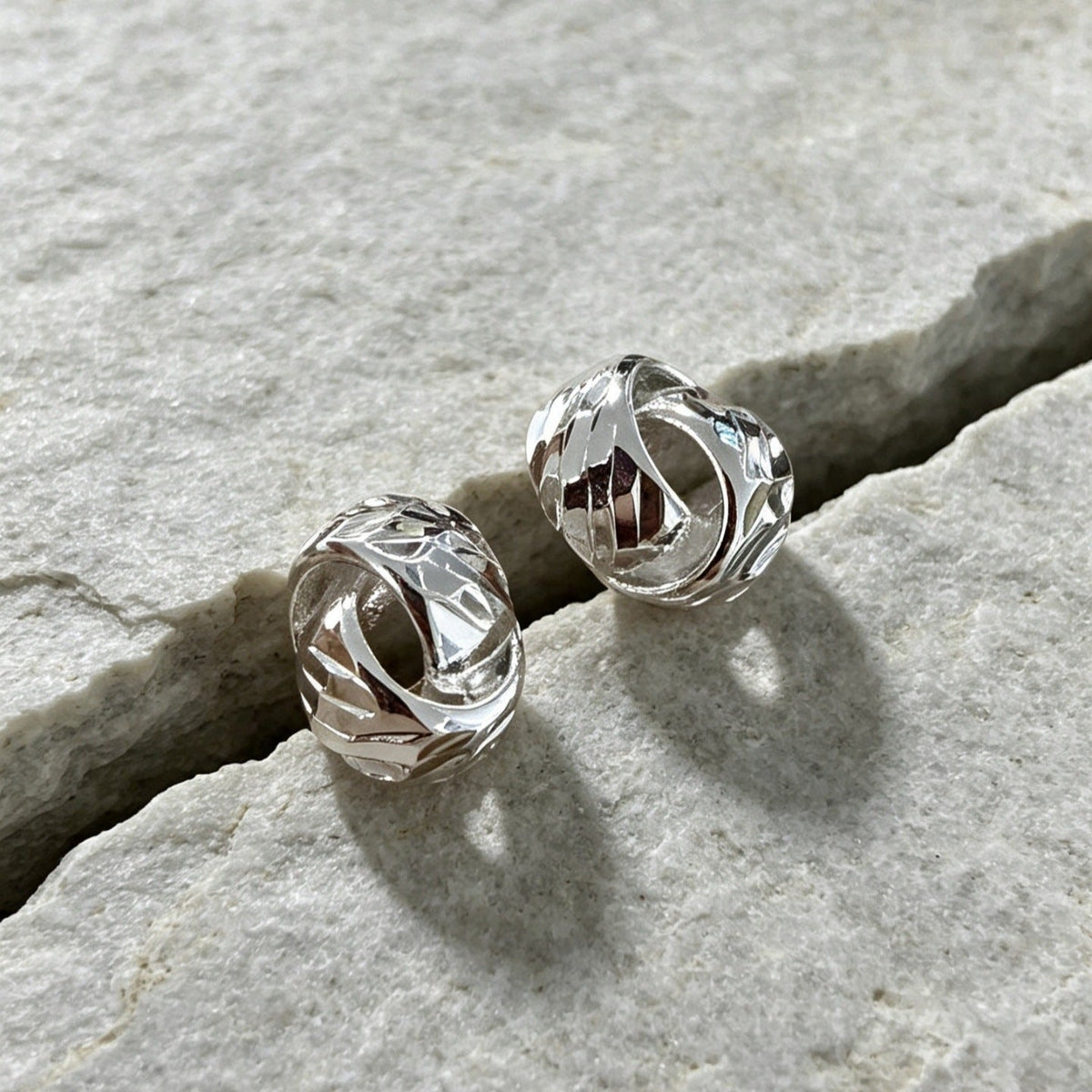 Textured Double Layer C-Hoop Earrings(MAC461) - Mariam's Collection