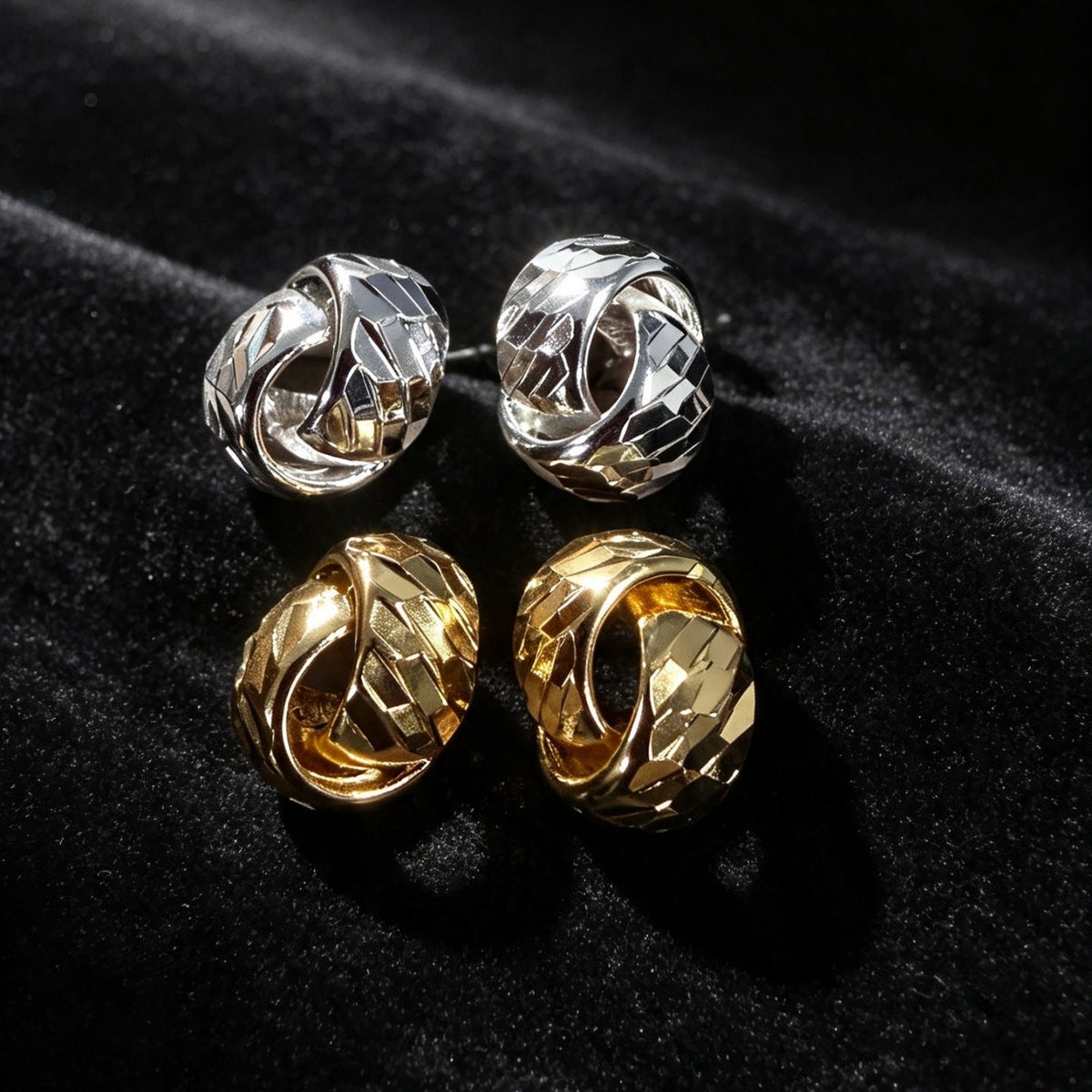 Textured Double Layer C-Hoop Earrings(MAC461) - Mariam's Collection
