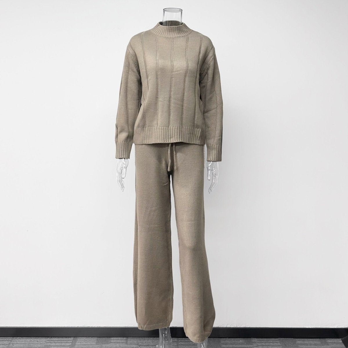 Textured Knit Sweater & Wide-Leg Trouser Set(MS448) - Mariam's Collection