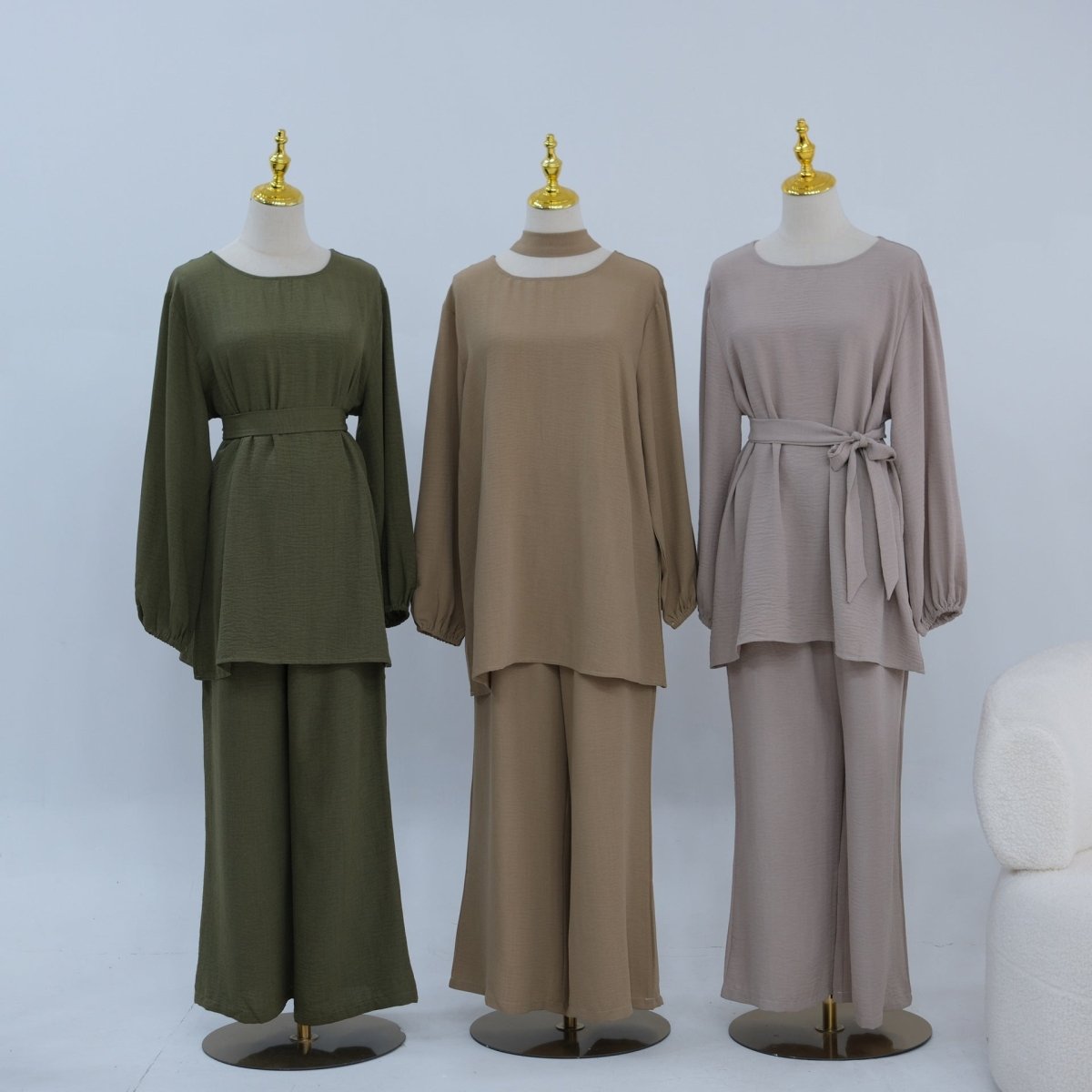 Textured Longline Top & Wide-Leg Trouser Set(MS455) - Mariam's Collection