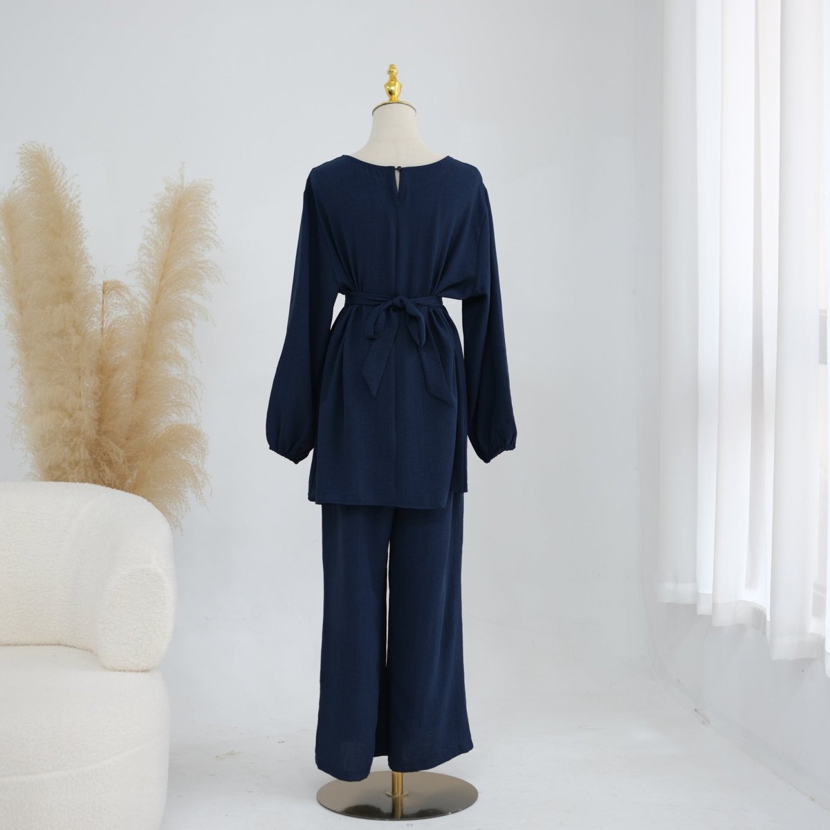 Textured Longline Top & Wide-Leg Trouser Set(MS455) - Mariam's Collection