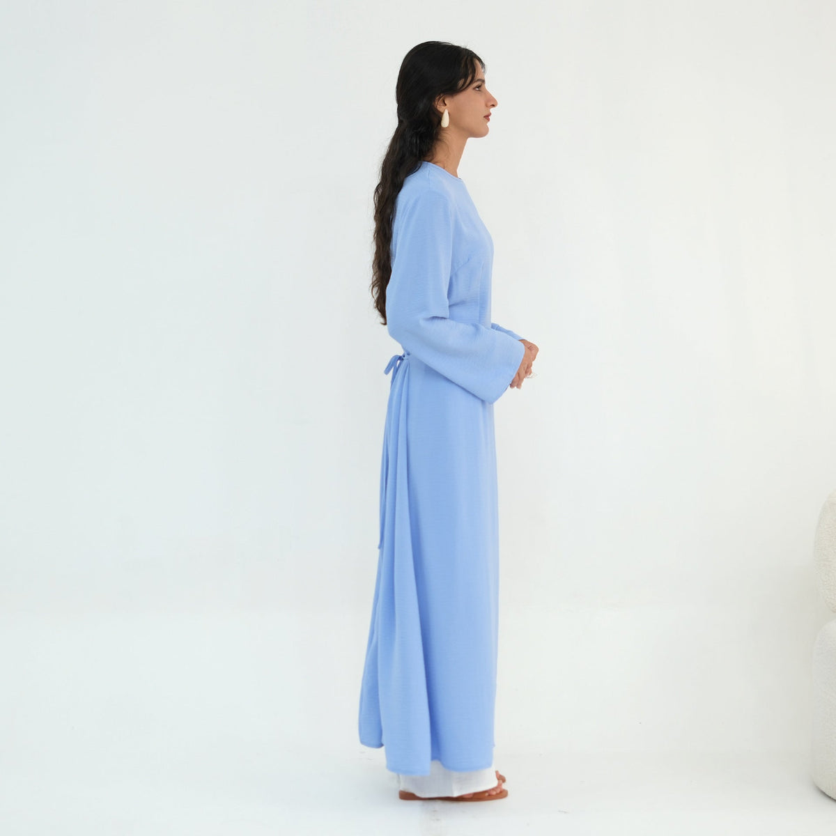 Textured Tie-Back Longline Tunic | Side-Slit Modest Top(MS573) - Mariam's Collection