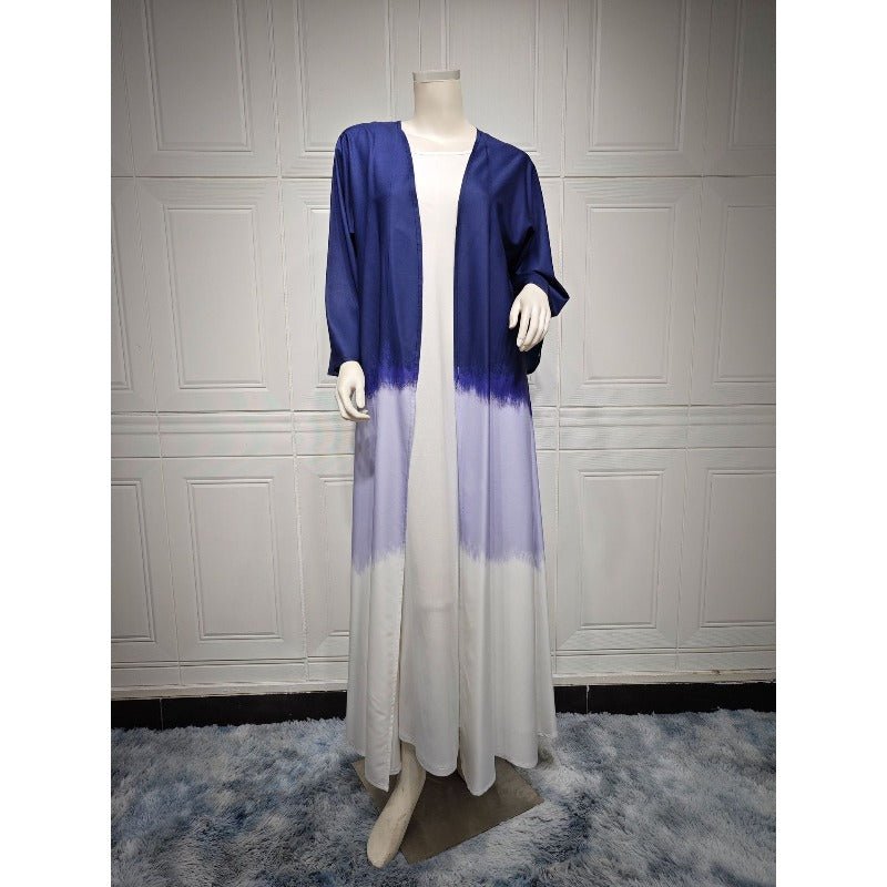 Tie - Dye Cape Cardigan Dress Abaya | Gradient Open Front Kimono Cover(MOA221) - Mariam's Collection