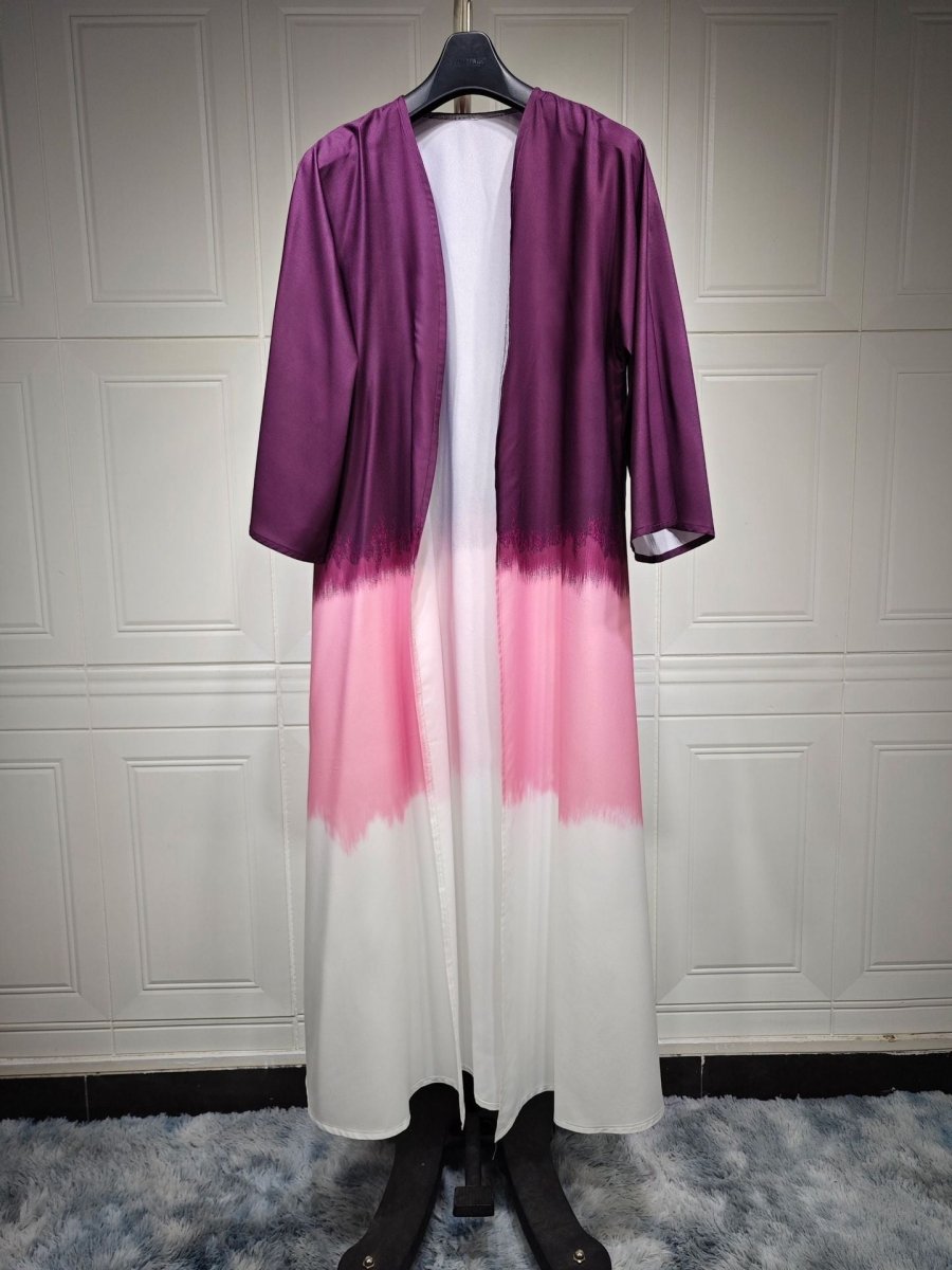 Tie - Dye Cape Cardigan Dress Abaya | Gradient Open Front Kimono Cover(MOA221) - Mariam's Collection