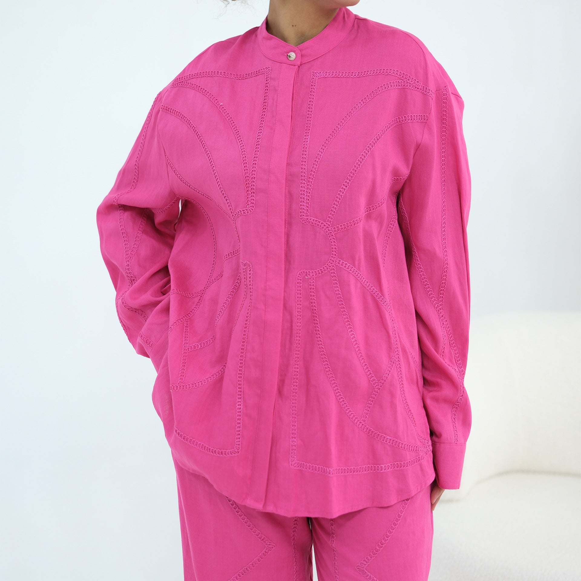 Tonal Chain Stitch Embroidered Set(MS501) - Mariam's Collection