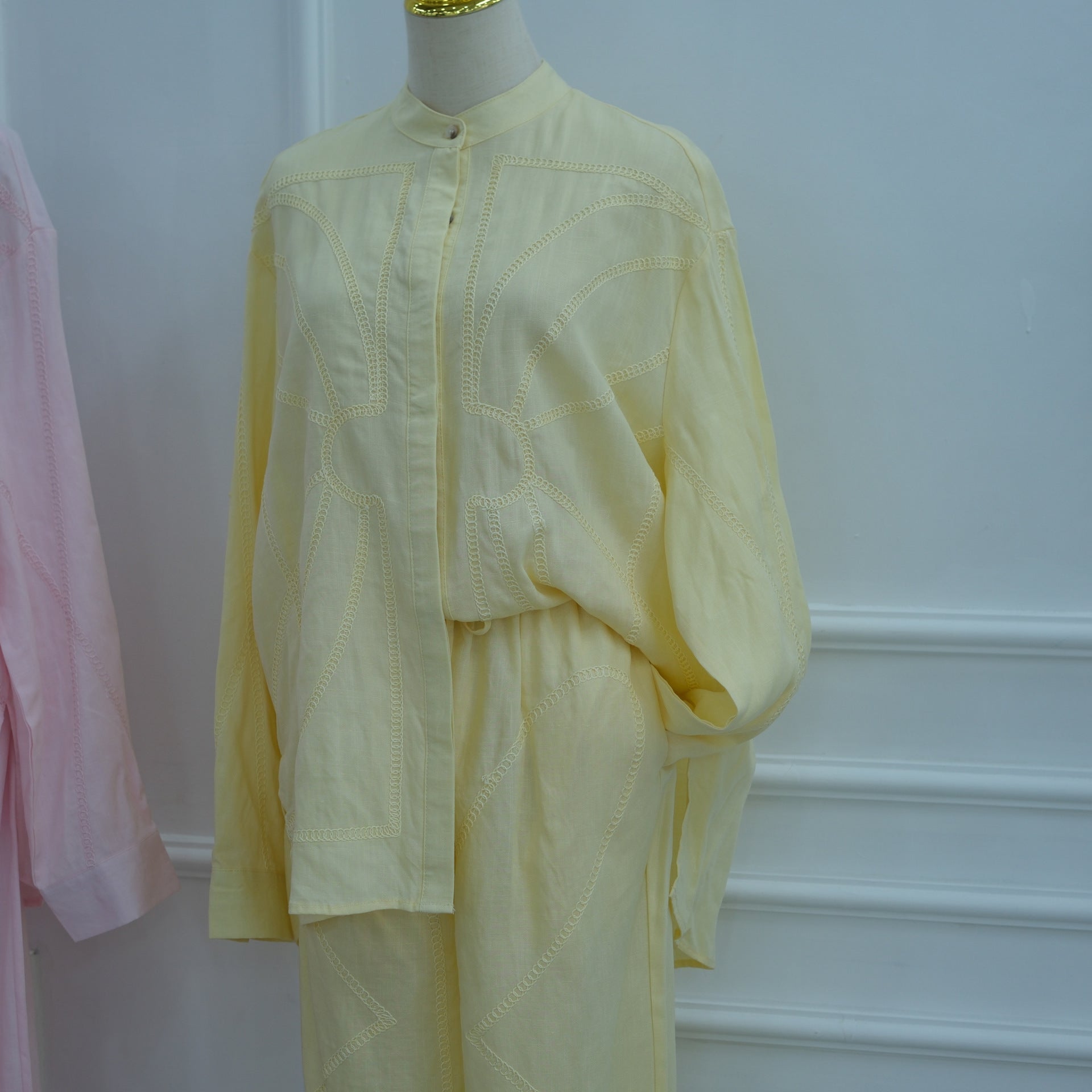 Tonal Chain Stitch Embroidered Set(MS501) - Mariam's Collection