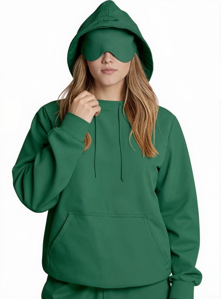 Travel Mode Eye Mask Hoodie | Oversized Pullover with Built - In Sleep Mask(MS209) - Mariam's Collection