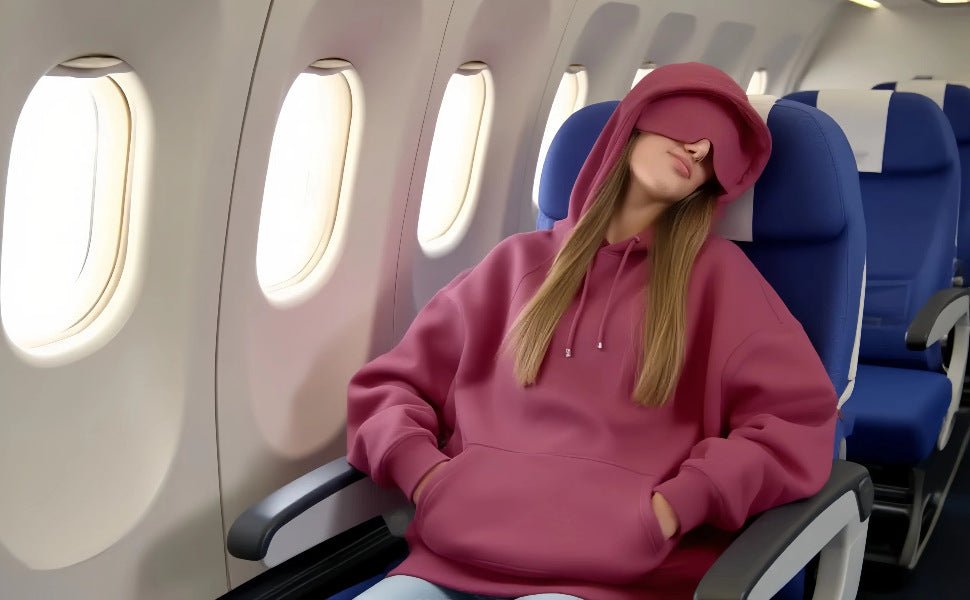 Travel Mode Eye Mask Hoodie | Oversized Pullover with Built - In Sleep Mask(MS209) - Mariam's Collection