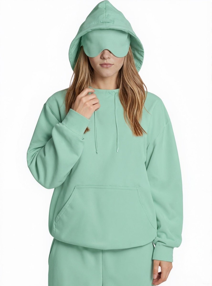 Travel Mode Eye Mask Hoodie | Oversized Pullover with Built - In Sleep Mask(MS209) - Mariam's Collection