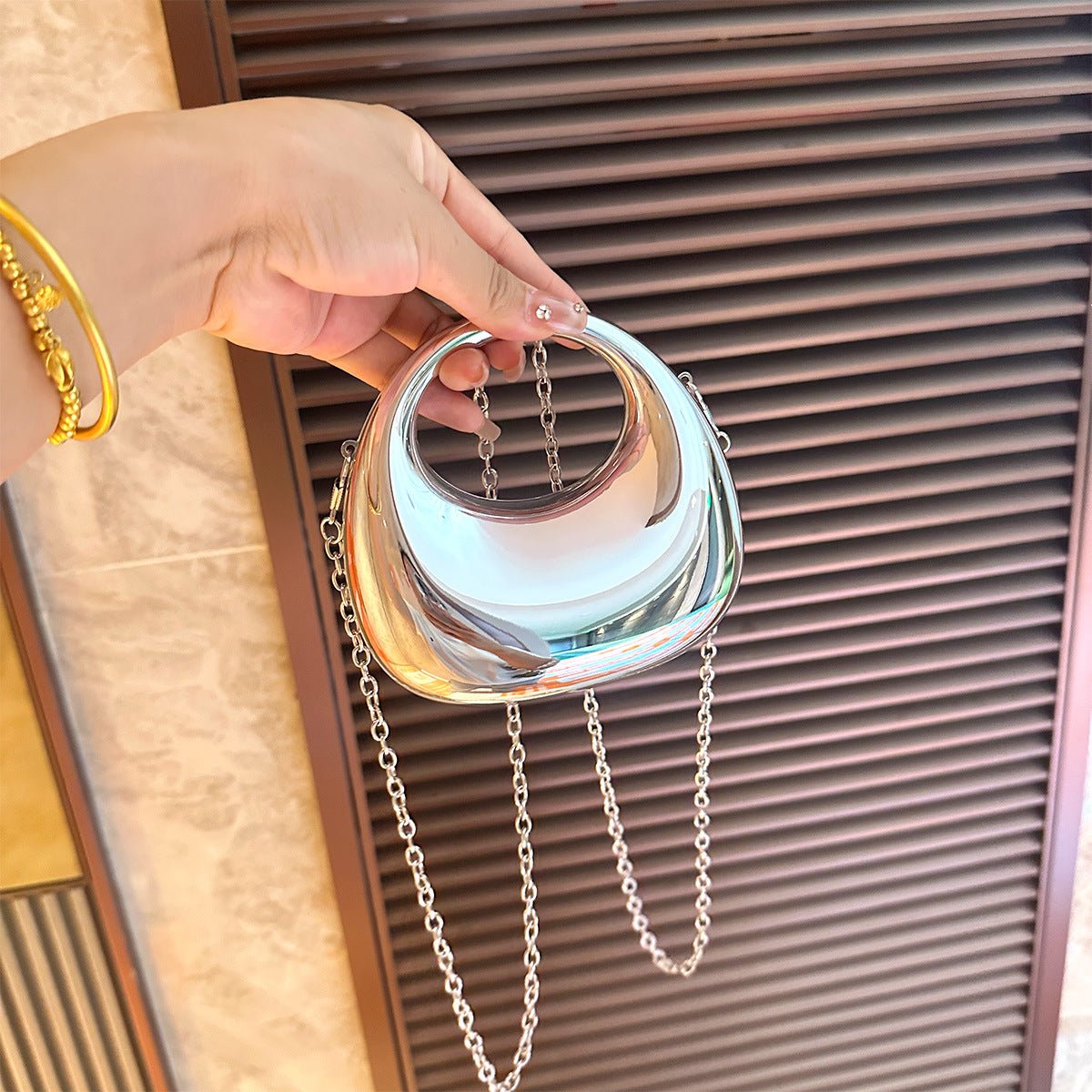 Trendy Acrylic Handbag for Women - Shiny Metal Crossbody / Shoulder Tote