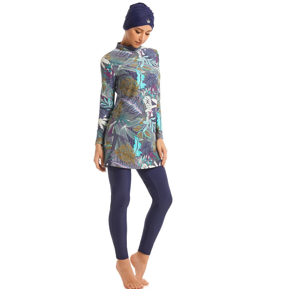 Tropical Print Modest Burkini Swimsuit Set(MB022) - Mariam's Collection