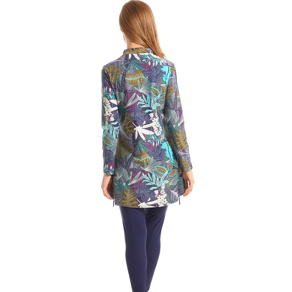 Tropical Print Modest Burkini Swimsuit Set(MB022) - Mariam's Collection