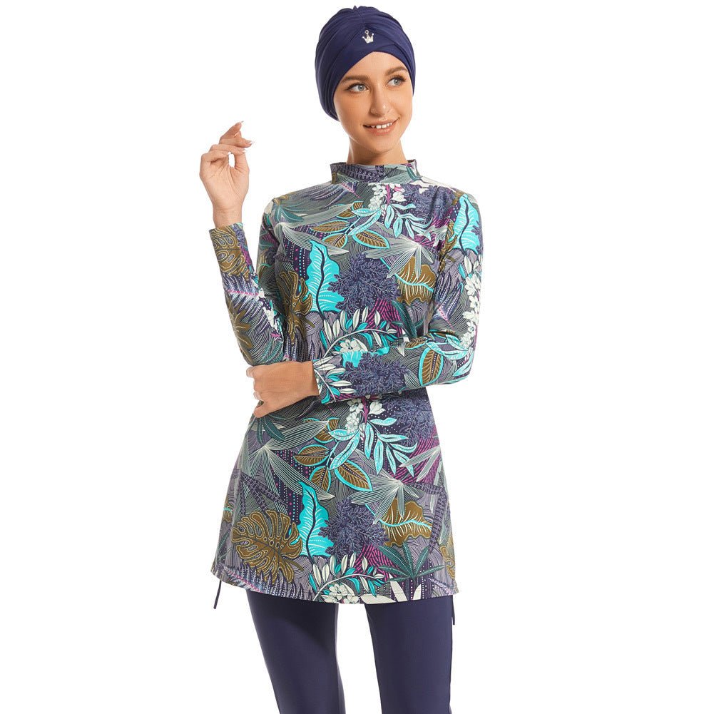 Tropical Print Modest Burkini Swimsuit Set(MB022) - Mariam's Collection