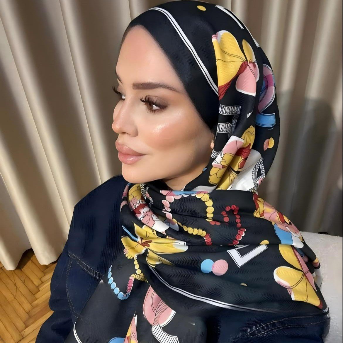 Twill Cotton Printed Scarf (MH215) - Mariam's Collection