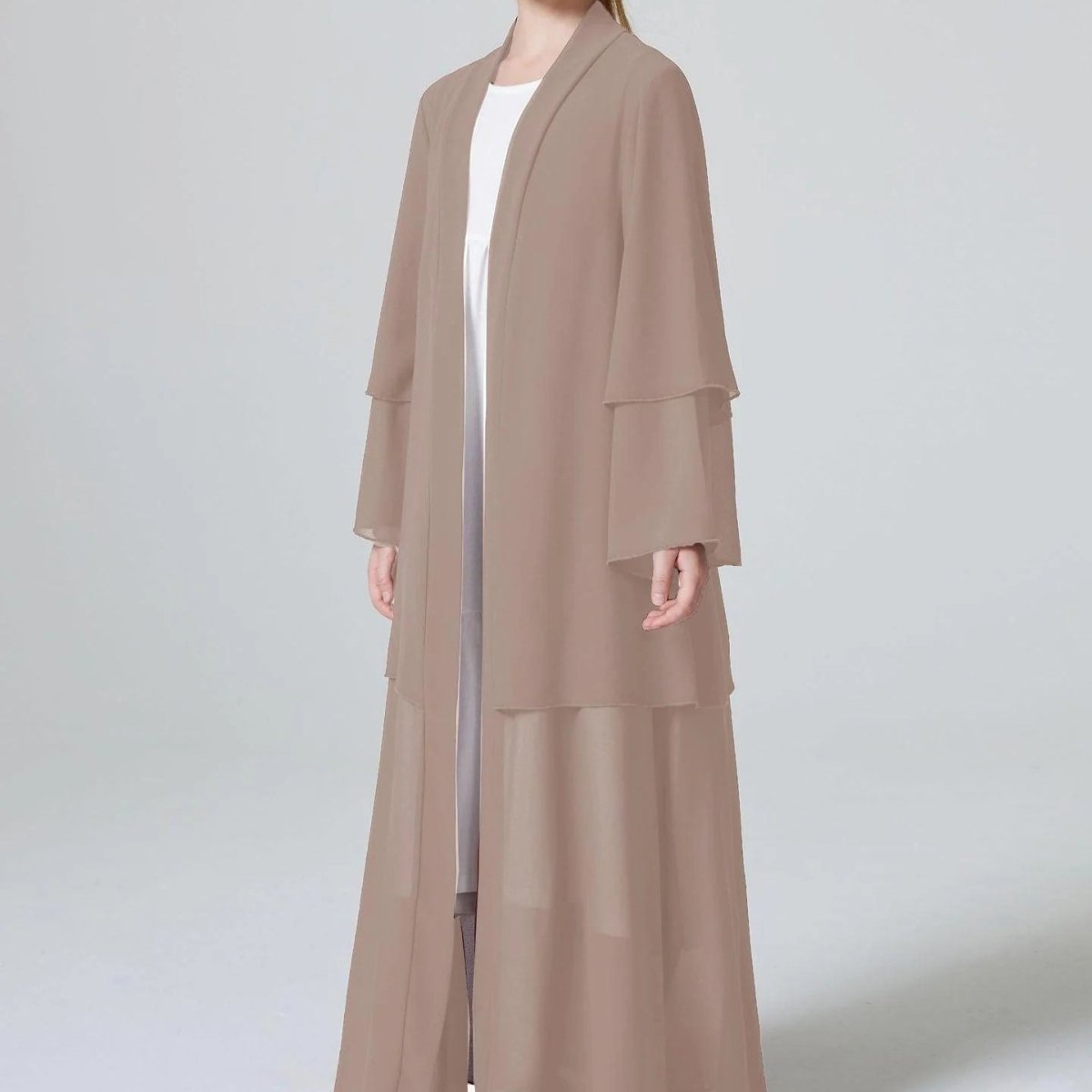 Two Layers Chiffon Girls Open Abaya Kid Abaya(MKG007) - Mariam's Collection