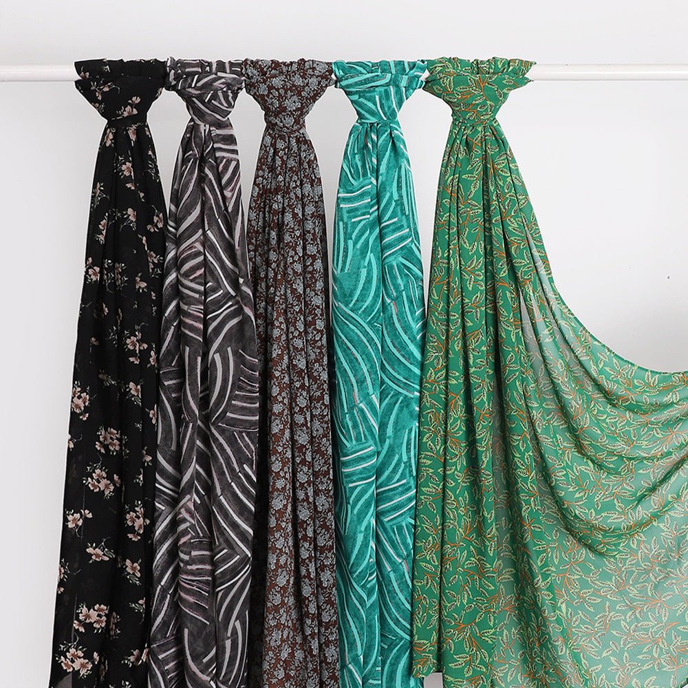Versatile Chiffon Printed Floral Scarf Hijab (MH183) - Mariam's Collection