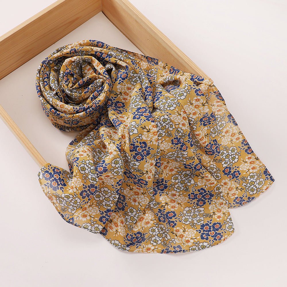 Versatile Chiffon Printed Floral Scarf Hijab (MH183) - Mariam's Collection