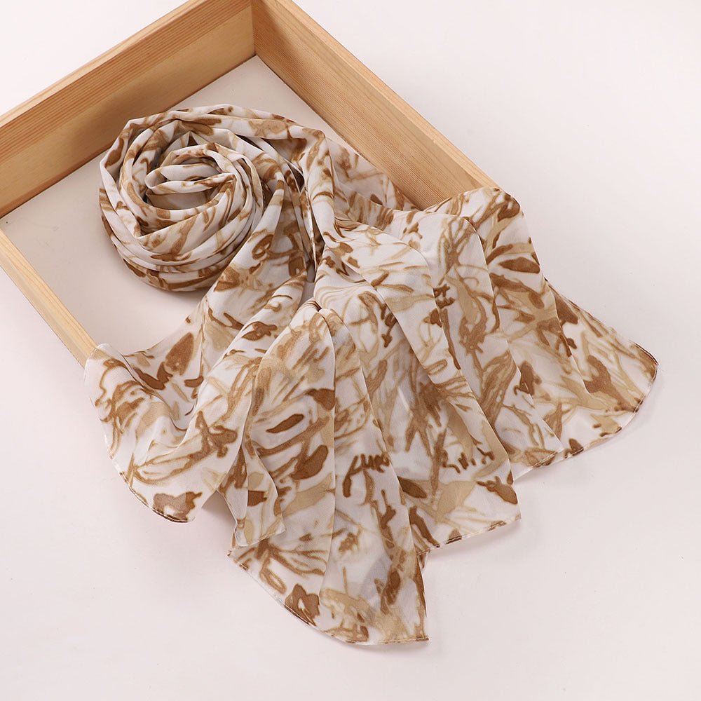 Versatile Chiffon Printed Floral Scarf Hijab (MH183) - Mariam's Collection