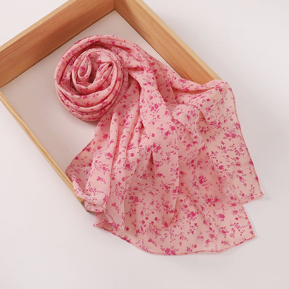 Versatile Chiffon Printed Floral Scarf Hijab (MH183) - Mariam's Collection