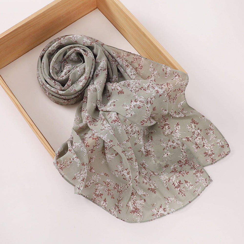 Versatile Chiffon Printed Floral Scarf Hijab (MH183) - Mariam's Collection