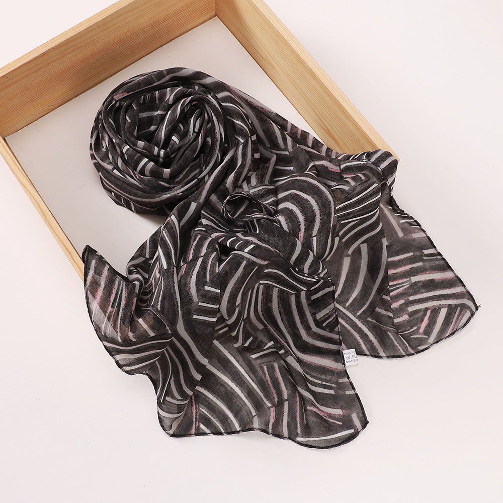 Versatile Chiffon Printed Floral Scarf Hijab (MH183) - Mariam's Collection