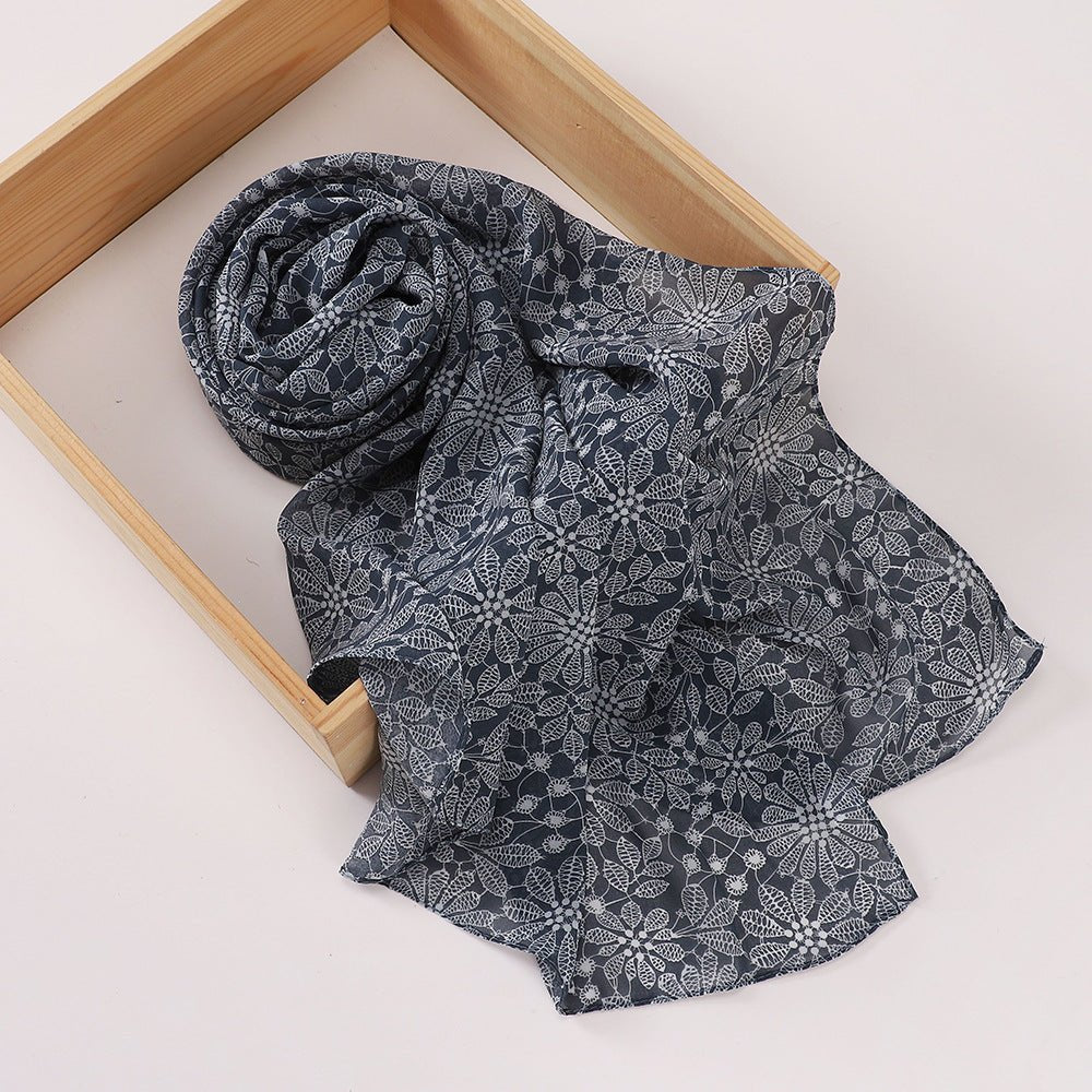 Versatile Chiffon Printed Floral Scarf Hijab (MH183) - Mariam's Collection