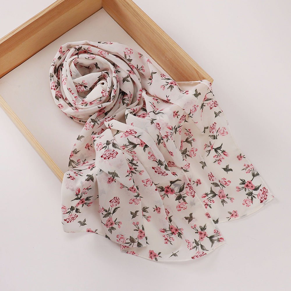 Versatile Chiffon Printed Floral Scarf Hijab (MH183) - Mariam's Collection