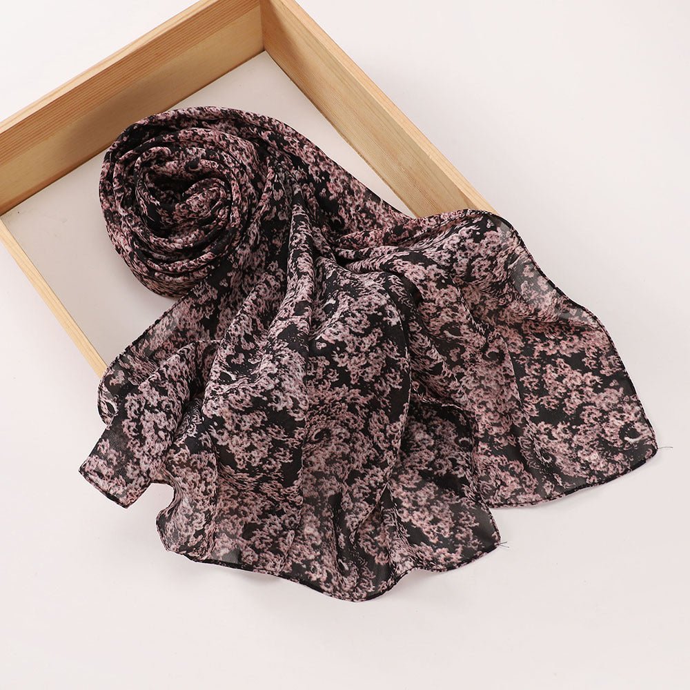Versatile Chiffon Printed Floral Scarf Hijab (MH183) - Mariam's Collection