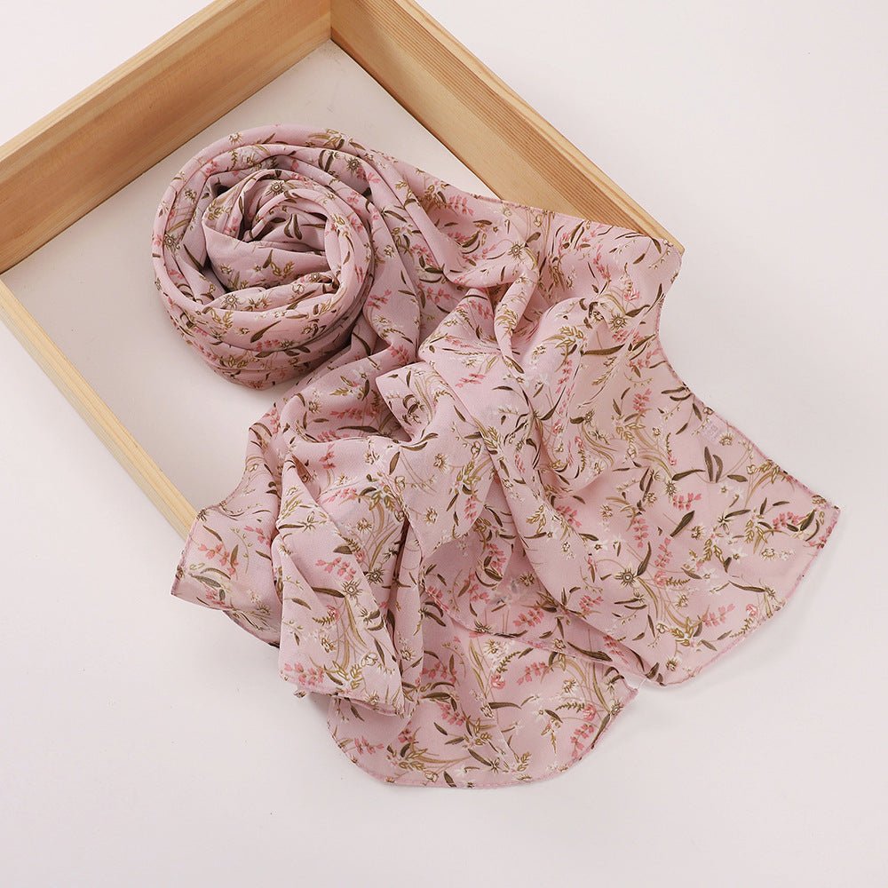 Versatile Chiffon Printed Floral Scarf Hijab (MH183) - Mariam's Collection
