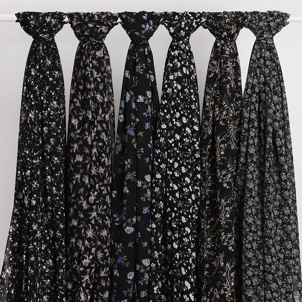 Versatile Chiffon Printed Floral Scarf Hijab (MH183) - Mariam's Collection