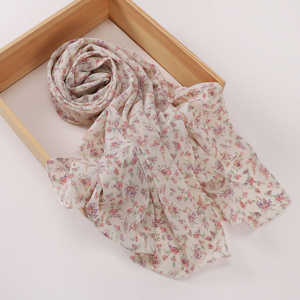 Versatile Chiffon Printed Floral Scarf Hijab (MH183) - Mariam's Collection