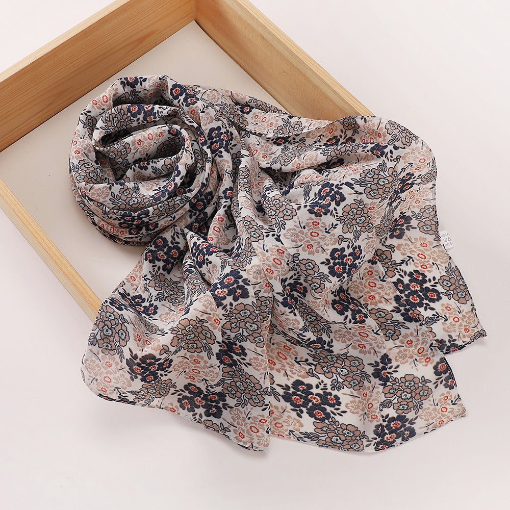 Versatile Chiffon Printed Floral Scarf Hijab (MH183) - Mariam's Collection