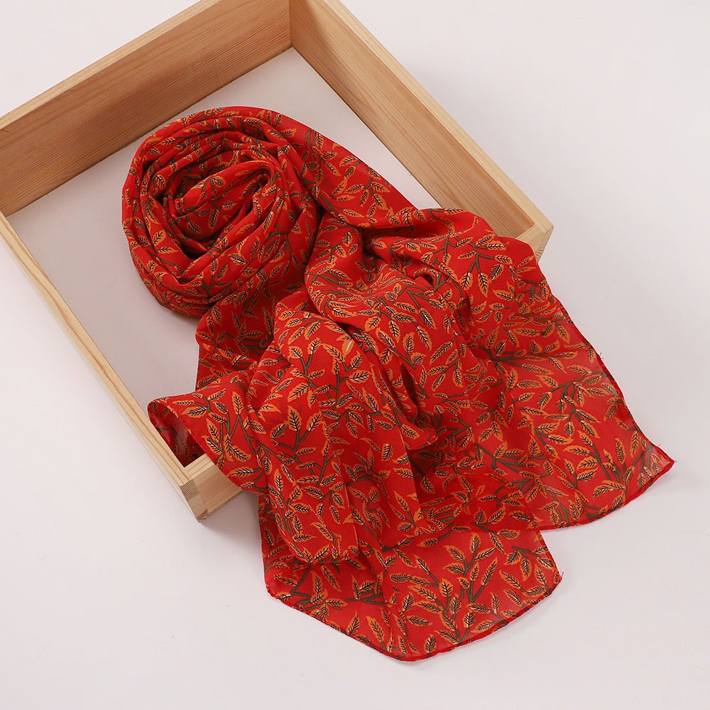 Versatile Chiffon Printed Floral Scarf Hijab (MH183) - Mariam's Collection