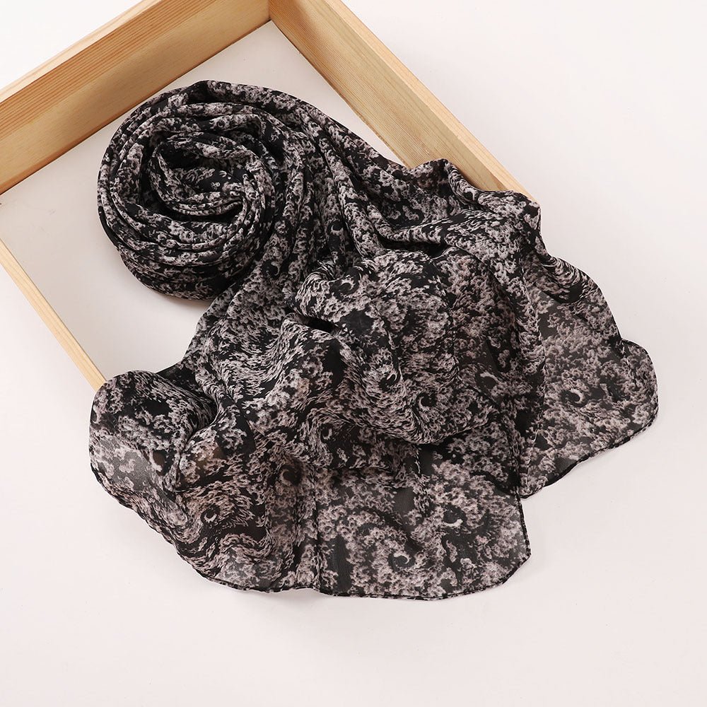 Versatile Chiffon Printed Floral Scarf Hijab (MH183) - Mariam's Collection