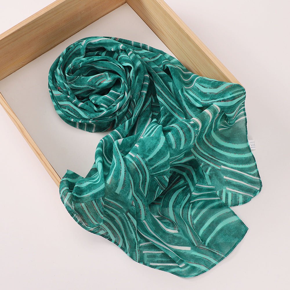 Versatile Chiffon Printed Floral Scarf Hijab (MH183) - Mariam's Collection