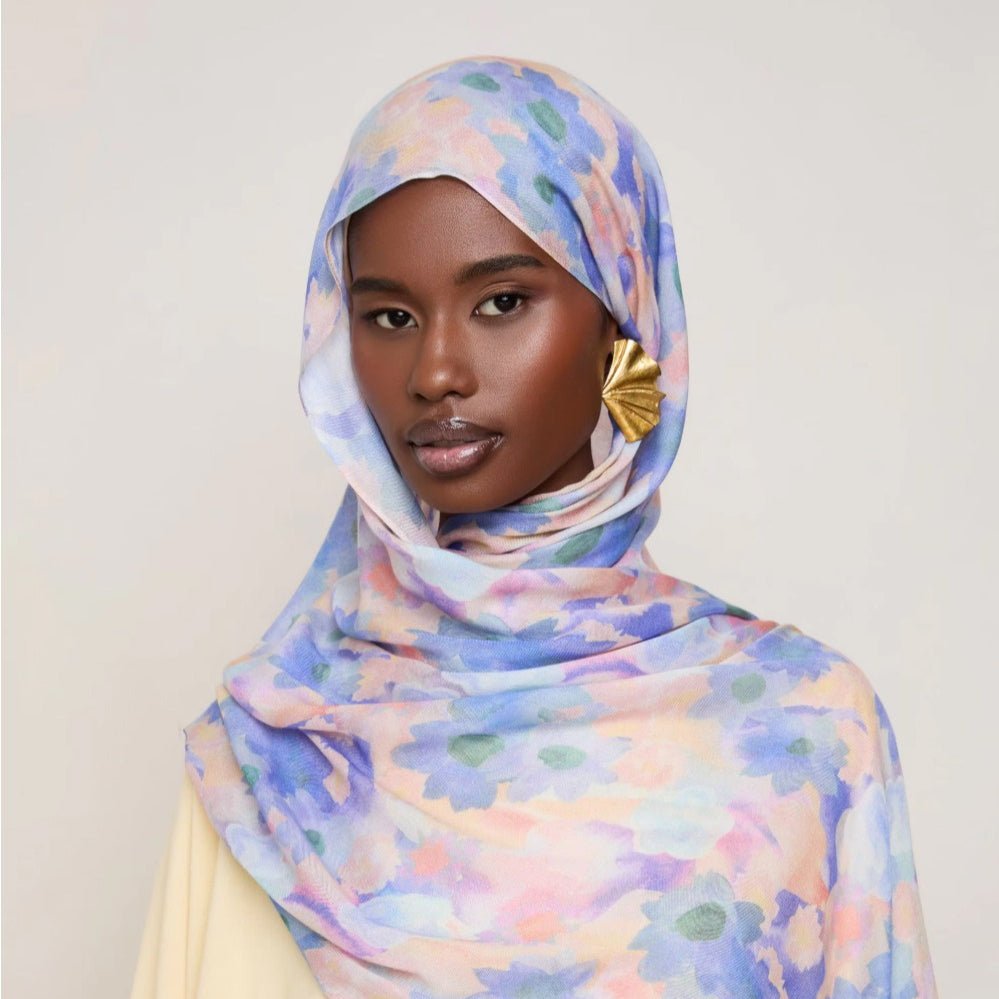 Vibrant Floral Print Scarf Hijab (MH159) - Mariam's Collection