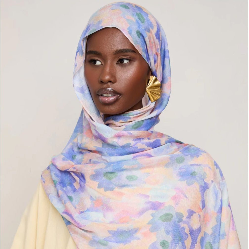 Vibrant Floral Print Scarf Hijab (MH159) - Mariam's Collection