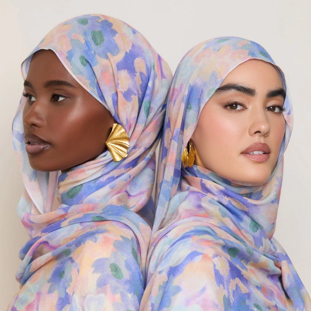 Vibrant Floral Print Scarf Hijab (MH159) - Mariam's Collection