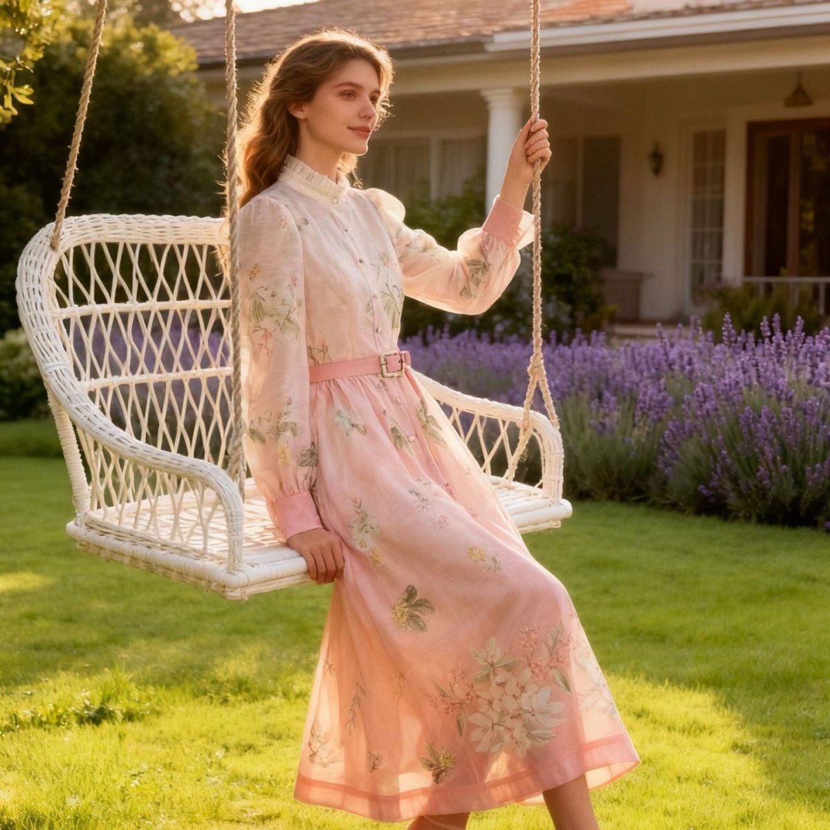 Vintage Floral Print Dress with Ruffle Collar(MS357) - Mariam's Collection