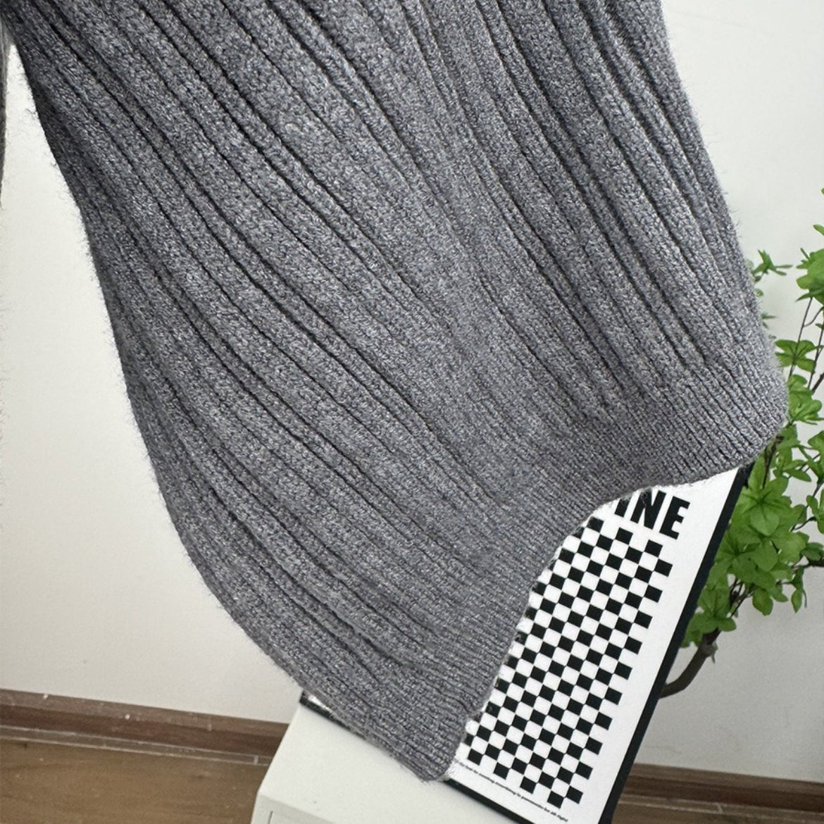 Vintage Ribbed Knit Sweater Set | High Neck Pullover & Wide Leg Pants(MS139) - Mariam's Collection