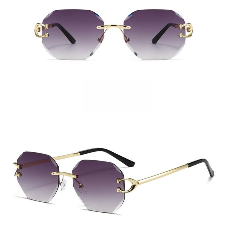 Vintage Rimless Cut Edge Sunglasses - Frameless Polygon Statement Piece (MAC266) - Mariam's Collection
