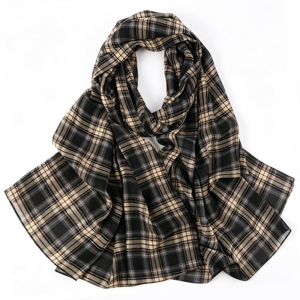 Vintage Tartan Plaid Lightweight Hijab Scarf(MH258) - Mariam's Collection