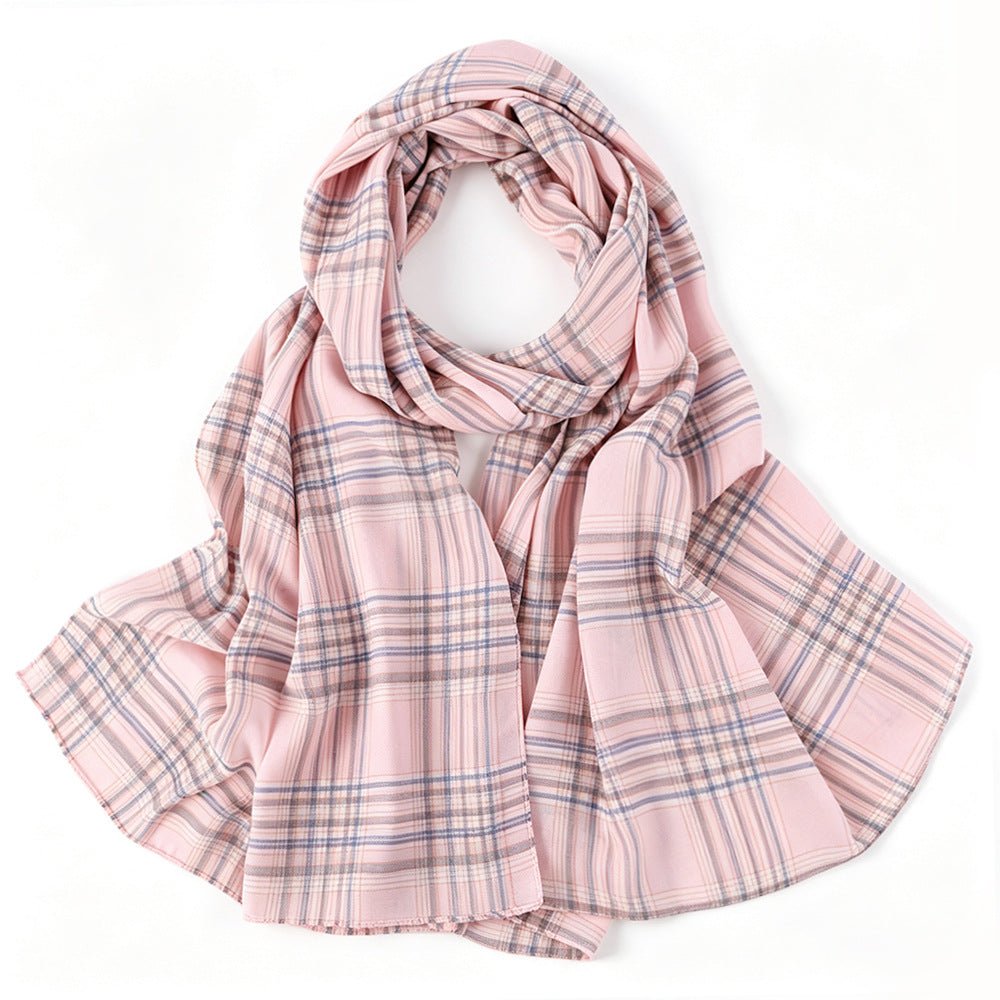 Vintage Tartan Plaid Lightweight Hijab Scarf(MH258) - Mariam's Collection