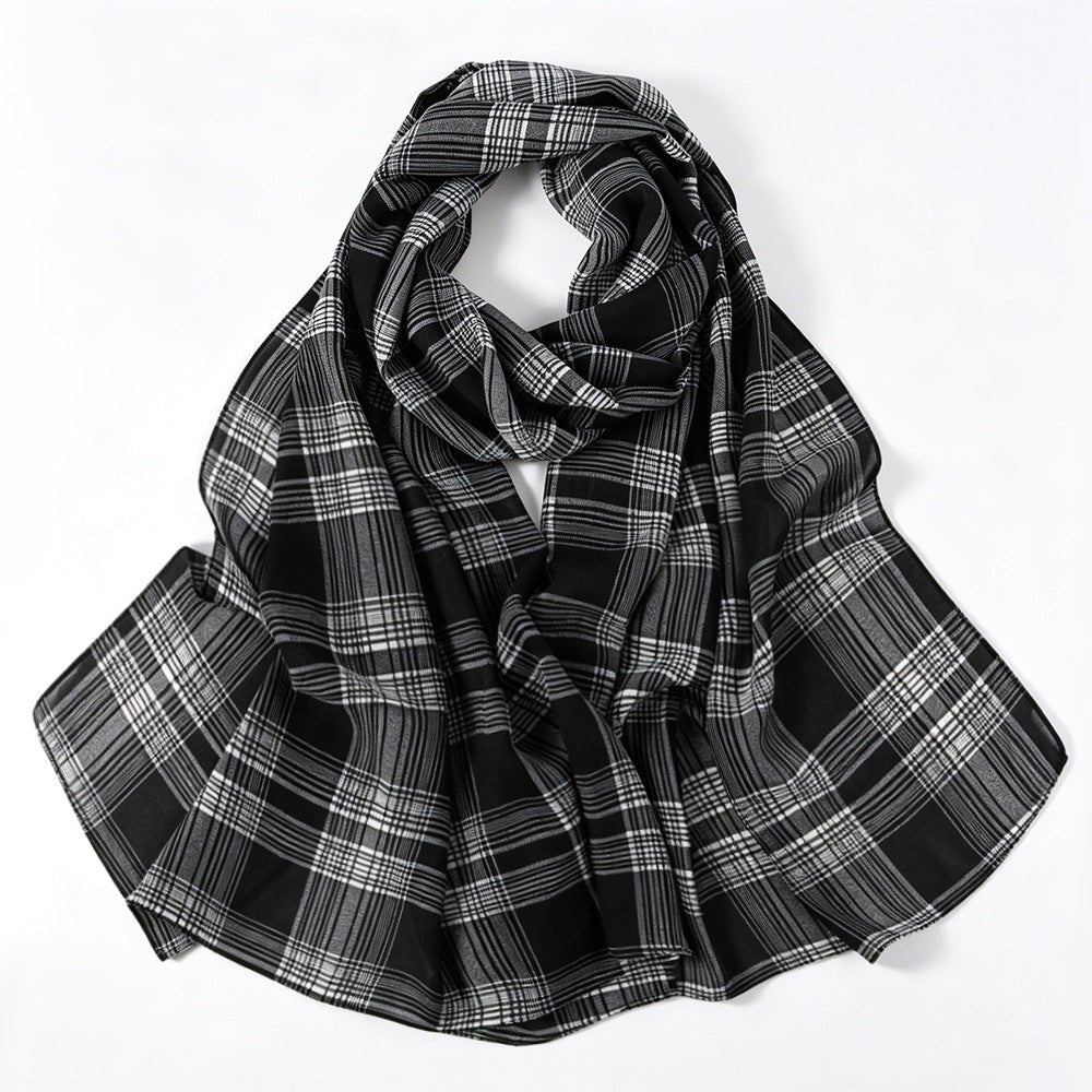 Vintage Tartan Plaid Lightweight Hijab Scarf(MH258) - Mariam's Collection