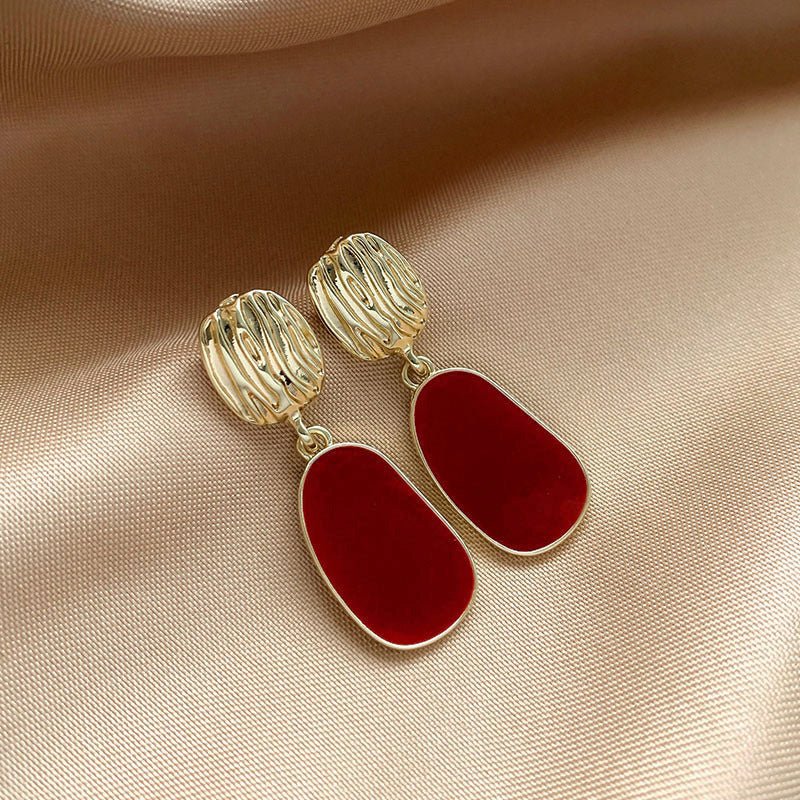 Vintage Wine Red Pearl Stud Earrings(MAC466) - Mariam's Collection