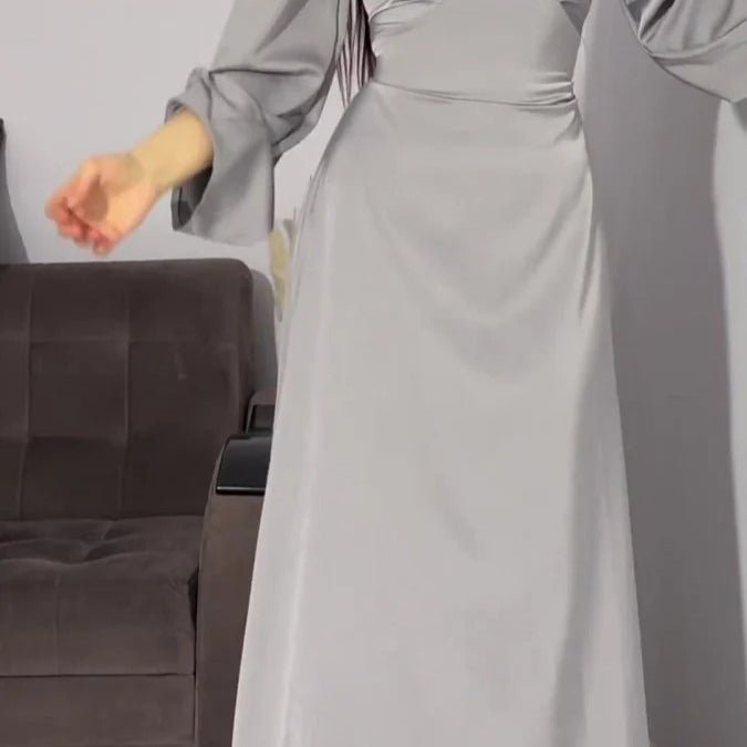 Waist Slim Abaya, Strappy Solid Color Abaya (MA106) - Mariam's Collection