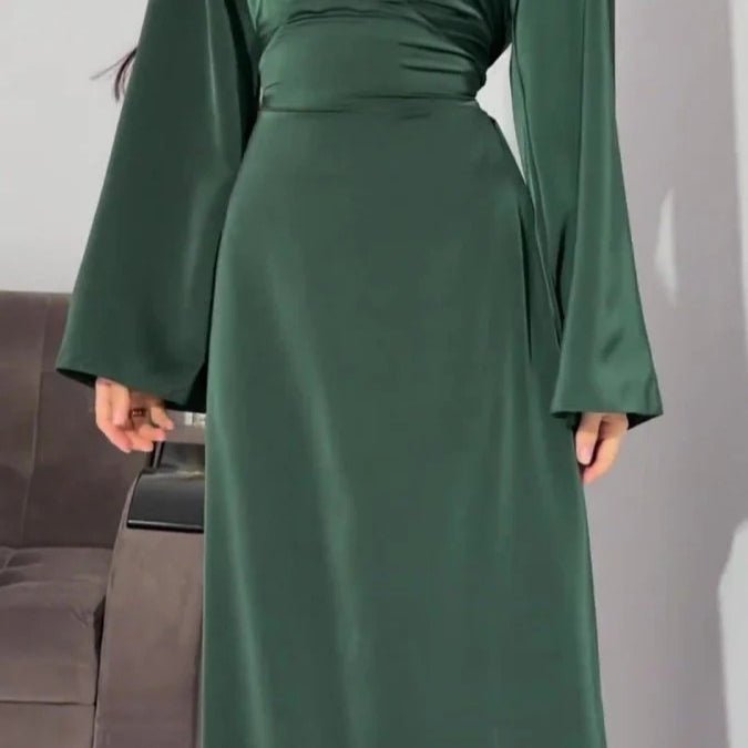 Waist Slim Abaya, Strappy Solid Color Abaya (MA106) - Mariam's Collection