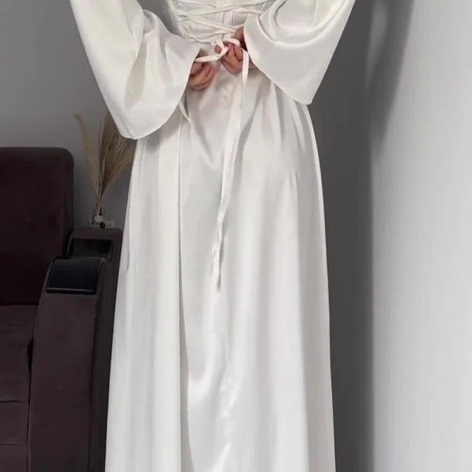 Waist Slim Abaya, Strappy Solid Color Abaya (MA106) - Mariam's Collection